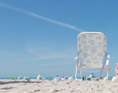 2 shore thing beach chairs with the loveshackfancy print for the 2026 collaboration